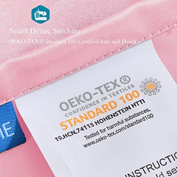 Satin Silky Cooling Pillowcase for Hair & Skin w/Scrunchie Queen Set of 2 Pink - Picture 5 of 10